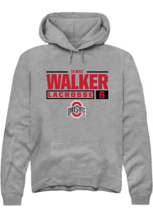 Jewel Walker  Rally Ohio State Buckeyes Mens Graphite NIL Stacked Box Long Sleeve Hoodie