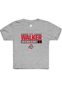 Jewel Walker  Rally Ohio State Buckeyes Youth Grey NIL Stacked Box Short Sleeve T-Shirt