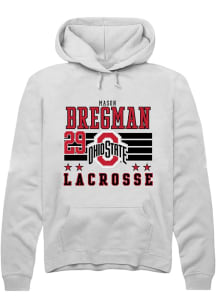 Mason Bregman  Rally Ohio State Buckeyes Mens White NIL Striped Long Sleeve Hoodie