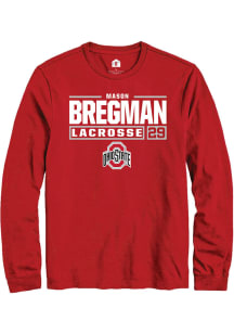 Mason Bregman  Ohio State Buckeyes Red Rally NIL Stacked Box Long Sleeve T Shirt
