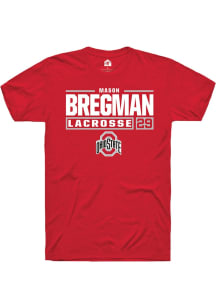 Mason Bregman  Ohio State Buckeyes Red Rally NIL Stacked Box Short Sleeve T Shirt