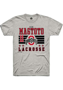 Sean Magtoto  Ohio State Buckeyes Ash Rally NIL Striped Short Sleeve T Shirt