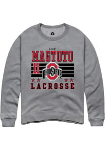 Sean Magtoto  Rally Ohio State Buckeyes Mens Grey NIL Striped Long Sleeve Crew Sweatshirt