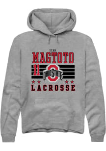 Sean Magtoto  Rally Ohio State Buckeyes Mens Grey NIL Striped Long Sleeve Hoodie
