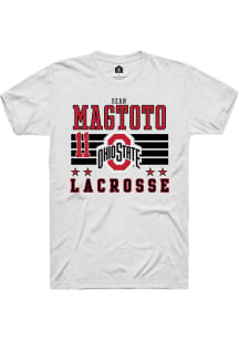 Sean Magtoto  Ohio State Buckeyes White Rally NIL Striped Short Sleeve T Shirt
