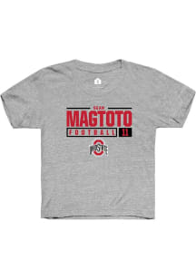 Sean Magtoto  Rally Ohio State Buckeyes Youth Grey NIL Stacked Box Short Sleeve T-Shirt