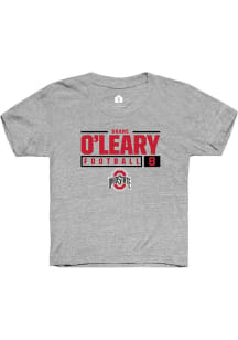 Shane O’Leary  Rally Ohio State Buckeyes Youth Grey NIL Stacked Box Short Sleeve T-Shirt