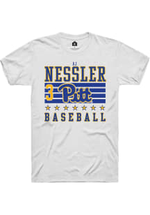 AJ Nessler  Pitt Panthers White Rally NIL Striped Short Sleeve T Shirt