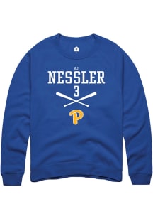 AJ Nessler  Rally Pitt Panthers Mens Blue NIL Sport Icon Long Sleeve Crew Sweatshirt