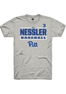 AJ Nessler  Pitt Panthers Ash Rally NIL Stacked Box Short Sleeve T Shirt