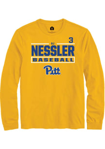 AJ Nessler  Pitt Panthers Gold Rally NIL Stacked Box Long Sleeve T Shirt