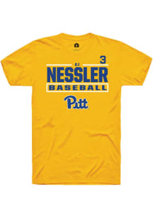 AJ Nessler  Pitt Panthers Gold Rally NIL Stacked Box Short Sleeve T Shirt