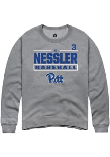 AJ Nessler  Rally Pitt Panthers Mens Graphite NIL Stacked Box Long Sleeve Crew Sweatshirt