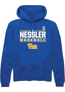 AJ Nessler  Rally Pitt Panthers Mens Blue NIL Stacked Box Long Sleeve Hoodie