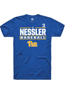 AJ Nessler  Pitt Panthers Blue Rally NIL Stacked Box Short Sleeve T Shirt
