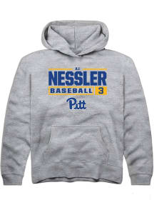 AJ Nessler  Rally Pitt Panthers Youth Grey NIL Stacked Box Long Sleeve Hoodie