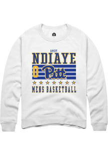Amdy Ndiaye  Rally Pitt Panthers Mens White NIL Striped Long Sleeve Crew Sweatshirt