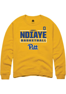 Amdy Ndiaye  Rally Pitt Panthers Mens Gold NIL Stacked Box Long Sleeve Crew Sweatshirt