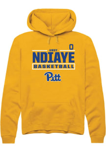 Amdy Ndiaye  Rally Pitt Panthers Mens Gold NIL Stacked Box Long Sleeve Hoodie