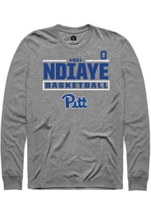 Amdy Ndiaye  Pitt Panthers Graphite Rally NIL Stacked Box Long Sleeve T Shirt