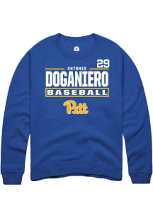Antonio Doganiero  Rally Pitt Panthers Mens Blue NIL Stacked Box Long Sleeve Crew Sweatshirt