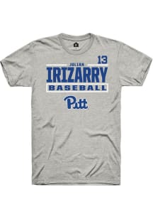 Julian Irizarry  Pitt Panthers Ash Rally NIL Stacked Box Short Sleeve T Shirt
