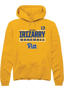 Julian Irizarry  Rally Pitt Panthers Mens Gold NIL Stacked Box Long Sleeve Hoodie