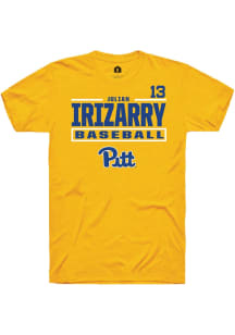 Julian Irizarry  Pitt Panthers Gold Rally NIL Stacked Box Short Sleeve T Shirt