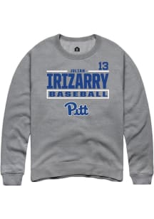 Julian Irizarry  Rally Pitt Panthers Mens Graphite NIL Stacked Box Long Sleeve Crew Sweatshirt