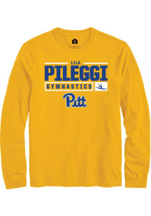 Lila Pileggi  Pitt Panthers Gold Rally NIL Stacked Box Long Sleeve T Shirt