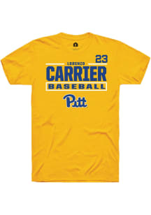 Lorenzo Carrier  Pitt Panthers Gold Rally NIL Stacked Box Short Sleeve T Shirt
