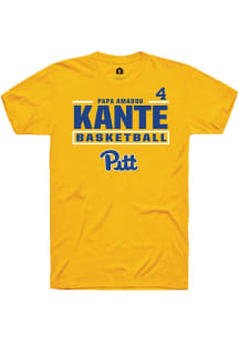 Papa Amadou Kante  Pitt Panthers Gold Rally NIL Stacked Box Short Sleeve T Shirt