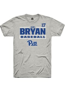 Sam Bryan  Pitt Panthers Ash Rally NIL Stacked Box Short Sleeve T Shirt