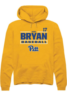Sam Bryan  Rally Pitt Panthers Mens Gold NIL Stacked Box Long Sleeve Hoodie