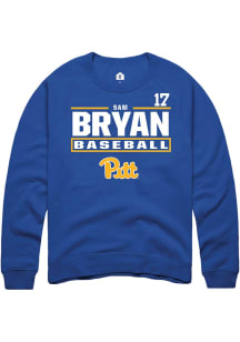 Sam Bryan  Rally Pitt Panthers Mens Blue NIL Stacked Box Long Sleeve Crew Sweatshirt