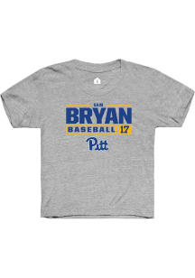 Sam Bryan  Rally Pitt Panthers Youth Grey NIL Stacked Box Short Sleeve T-Shirt