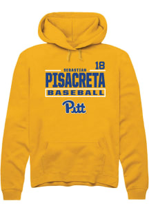Sebastian Pisacreta  Rally Pitt Panthers Mens Gold NIL Stacked Box Long Sleeve Hoodie