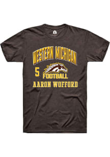 Aaron Wofford  Western Michigan Broncos Brown Rally Football NIL Arch Logo Short Sleeve T Shirt