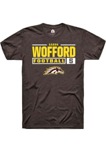 Aaron Wofford  Western Michigan Broncos Brown Rally Football NIL Stacked Box Short Sleeve T Shirt