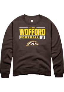 Aaron Wofford  Rally Western Michigan Broncos Mens Brown Football NIL Stacked Box Long Sleeve Crew..