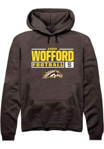 Aaron Wofford  Rally Western Michigan Broncos Mens Brown Football NIL Stacked Box Long Sleeve Hood..