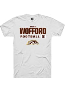 Aaron Wofford  Western Michigan Broncos White Rally Football NIL Stacked Box Short Sleeve T Shirt