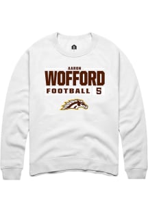 Aaron Wofford  Rally Western Michigan Broncos Mens White Football NIL Stacked Box Long Sleeve Crew..