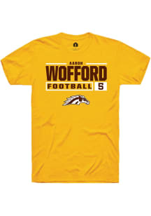 Aaron Wofford  Western Michigan Broncos Gold Rally Football NIL Stacked Box Short Sleeve T Shirt