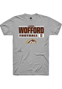 Aaron Wofford  Western Michigan Broncos Grey Rally Football NIL Stacked Box Short Sleeve T Shirt