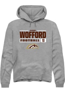 Aaron Wofford  Rally Western Michigan Broncos Mens Grey Football NIL Stacked Box Long Sleeve Hoodi..