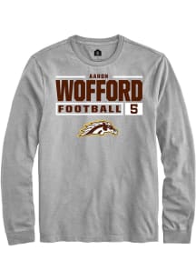Aaron Wofford  Western Michigan Broncos Grey Rally Football NIL Stacked Box Long Sleeve T Shirt