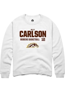 Alli Carlson  Rally Western Michigan Broncos Mens White NIL Stacked Box Long Sleeve Crew Sweatshir..