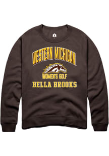 Bella Brooks  Rally Western Michigan Broncos Mens Brown NIL Arch Logo Long Sleeve Crew Sweatshirt