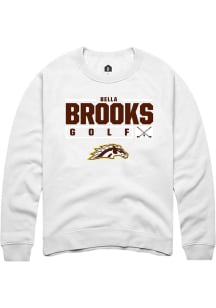 Bella Brooks  Rally Western Michigan Broncos Mens White NIL Stacked Box Long Sleeve Crew Sweatshir..